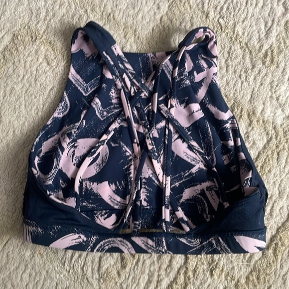 Lululemon Free To Be Serene Bra High Neck Graffiti Pop Antoinette True Navy 6 - Picture 7 of 9